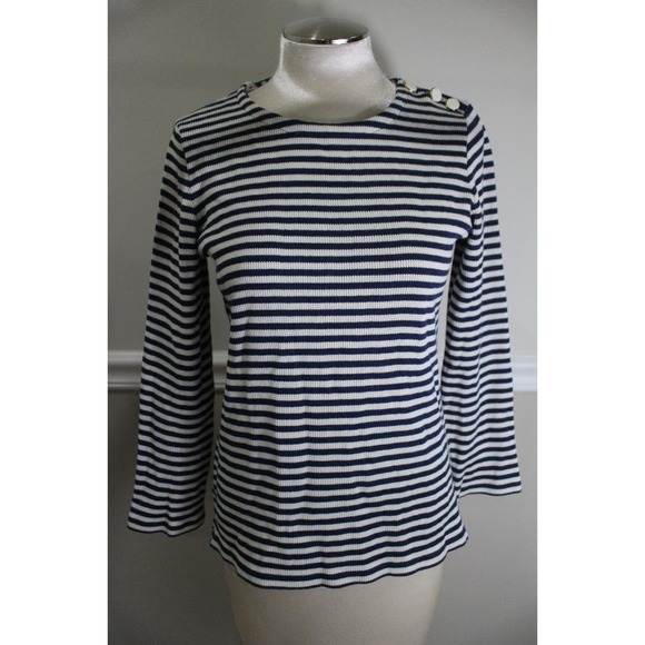 A.P.C. Rue Madame Paris navy and ivory striped long sleeve top size M (BL100 - Picture 1 of 10